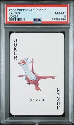 2003 Pokemon Ruby/Groudon Poker Card Latias Joker PSA 8 - Image 1