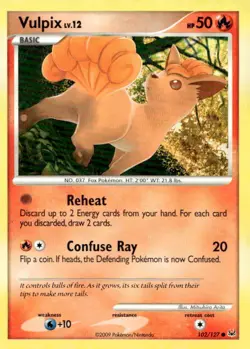 Vulpix 102/127 Common Platinum Pokemon Lightly Played - Image 1