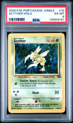 2000 POKEMON PORTUGUESE JUNGLE #10 SCYTHER-HOLO PSA 6 - Image 1