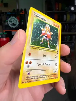 Pokemon Hitmonchan 8/130 WotC Base Set 2 Holo Rare LP - SWIRL - Image 2