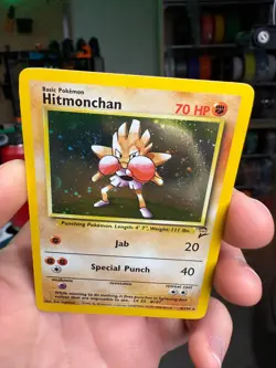 Pokemon Hitmonchan 8/130 WotC Base Set 2 Holo Rare LP - SWIRL - Image 3