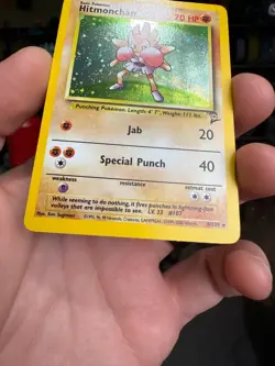 Pokemon Hitmonchan 8/130 WotC Base Set 2 Holo Rare LP - SWIRL - Image 4