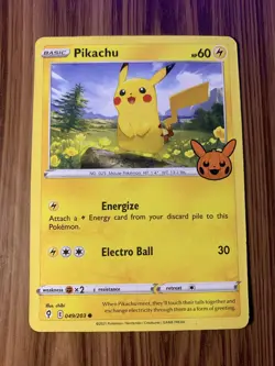 Pokemon Card TCG Pikachu Trick or Trade Halloween 049/203 2021 Card - Image 1