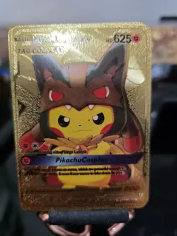 Gold Pikachu and Mega Ampharos Tag Cosplay No. 007 Rare Card with Top Loader - Image 4