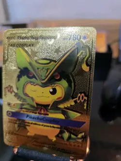 Pokemon Pikachu Mega Rayquaza 780hp Gold Foil Fan Art Card 006 - Image 1