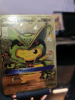 Pokemon Pikachu Mega Rayquaza 780hp Gold Foil Fan Art Card 006 - Image 2
