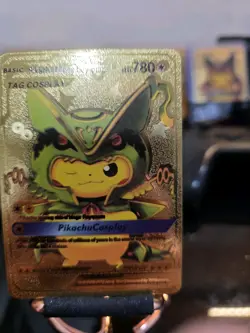 Pokemon Pikachu Mega Rayquaza 780hp Gold Foil Fan Art Card 006 - Image 3