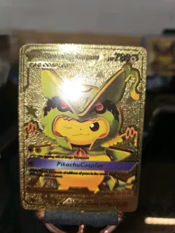 Pokemon Pikachu Mega Rayquaza 780hp Gold Foil Fan Art Card 006 - Image 4