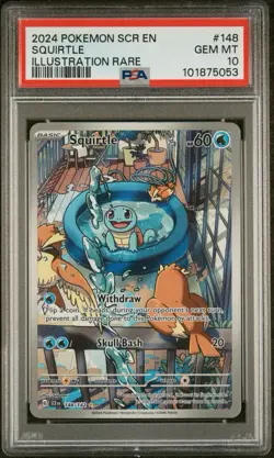 Pokemon Squirtle 148/142 Sv07: Stellar Crown Illustration Rare Holo PSA 10 EN - Image 1