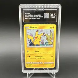 Pokemon TCG Pikachu SM162 Black Star Promo Holo English TAG Graded 8.5 - Image 1