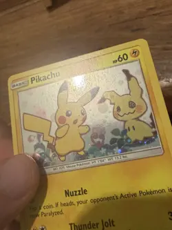 Pokemon 2019 TCG Pikachu w/ Mimikyu SM162 Black Star Promo Holo - Image 2