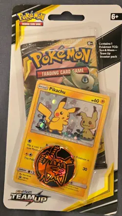 Pokemon TCG Team Up Single Checklane Blister Booster Pack with Pikachu SM162 - Image 1