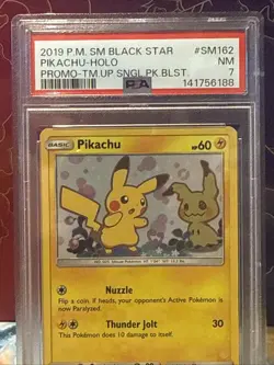 Pokemon TCG Card Pikachu SM162 Sun and Moon Black Star Promo PSA 7 Near Mint - Image 3