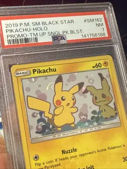 Pokemon TCG Card Pikachu SM162 Sun and Moon Black Star Promo PSA 7 Near Mint - Image 4