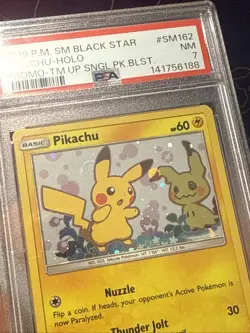 Pokemon TCG Card Pikachu SM162 Sun and Moon Black Star Promo PSA 7 Near Mint - Image 5