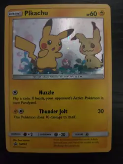 Pokemon 2019 - Pikachu SM162 - SWIRL - Sun & Moon Black Star Promo Holo Card TCG - Image 1