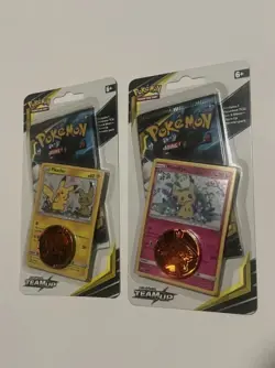 4x Sealed Pokemon TCG Sun & Moon Team Up Blister Packs – Pikachu SM162 & Mimikyu - Image 1