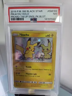 Pokemon TCG Sun Moon Pikachu SM162 Team Up Black Star Promo Holo PSA 7 - Image 1