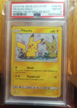 Pokemon TCG Pikachu SM162 SM Black Star Promo Holo 2019 Basic Stage PSA 8 - Image 1