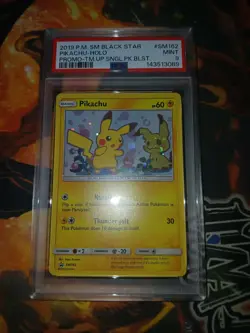 Pokemon TCG Pikachu SM Black Star Promo Holo SM162 2019 PSA 9 - Image 1