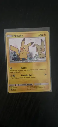 Pokemon TCG Sun & Moon Pikachu SM162 Black Star Promo Holo Card NM Condition - Image 1