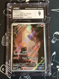 Charmander Illustration Rare 168/165 Pokemon 2023 MEW EN S&V 151 IR CGC 9 Card - Image 1