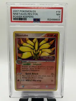 2007 POKEMON EX POWER KEEPERS - #19 NINETALES [REVERSE HOLO] - PSA 7 - Image 2