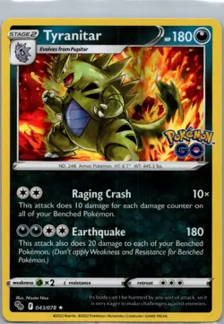 Pokemon TCG Tyranitar 043/78 Pokemon GO Holo NM - Image 1