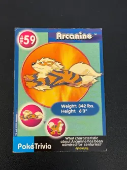 Arcanine 59 Pokemon PokeTrivia Burger King - Image 1