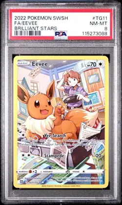 2022 POKEMON SWORD & SHIELD BRILLIANT STARS #TG11 FULL ART/EEVEE PSA 8 - Image 1