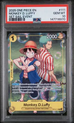 PSA 10 Monkey D. Luffy 111 Set Sail Event One Piece Promos One Piece 2025 - Image 1