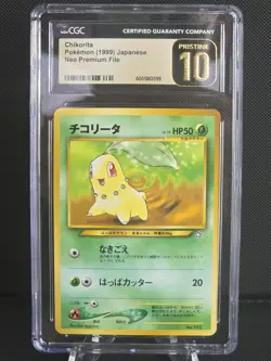 Japanese Pokemon 1999 Neo Premium File Chikorita #152 CGC Pristine 10 - Image 3