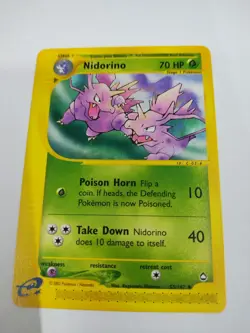 MINT TAG TEAM Nidorino 55/147 2002 Aquapolis Pokemon Card Vintage WOTC Uncommon - Image 1