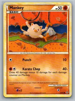 Mankey 53/95 Common HGSS Unleashed Pokemon LP/MP - Image 1