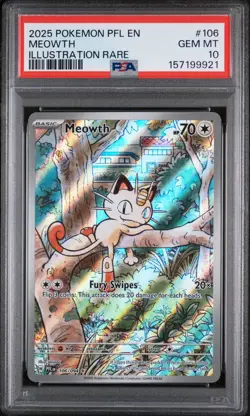 2025 Meowth Pokemon Phantasmal Flames Card# 106 PSA 10 - New Cert - Image 1