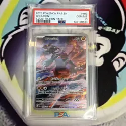 Pokemon TCG Groudon Illustration Rare Paradox Rift Holo Card 199/182 PSA 10 - Image 1