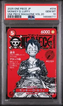 2025 One Piece JP Monkey D Luffy OP Mag Vol 20 Gem Mint PSA 10 - Image 1