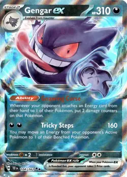 *NEAR MINT HOLO* Gengar ex - 104/162 Pokemon SV05: Temporal Forces Card - Image 1