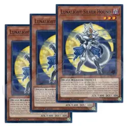 Yugioh - Lunalight Silver Hound x 3 - 1st Edition NM - Plus Free Holo Card - Image 1