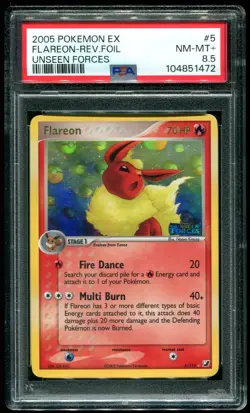 PSA 8.5 Flareon Reverse Holo Rare EX Unseen Forces 2005 Pokemon Card #5 - Image 1