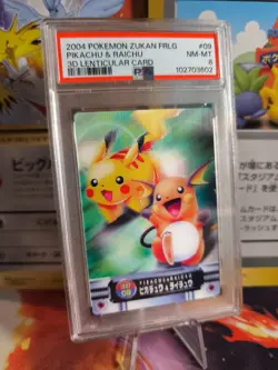 Pokemon Card Pikachu & Raichu Lenticular 3D Zukan Firered Leafgre Japanese PSA 8 - Image 1