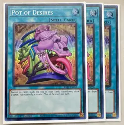 Yugioh! 3x Pot of Desires RA01-EN056 Super Rare 1st Ed NM - Image 1