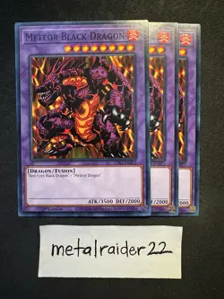 Yugioh 3x Meteor Black Dragon LDS1-EN013 Near Mint 1st Edition - Image 1