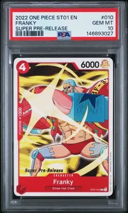 2022 ONE PIECE 010 FRANKY SUPER PRE-RELEASE PSA 10 GEM MINT - Image 1