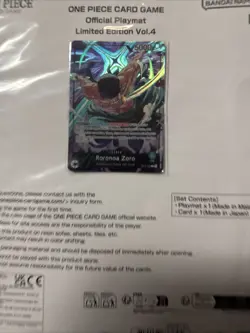 One Piece TCG Official Limited Edition Vol.4 Roronoa Zoro Playmat & Promo Sealed - Image 2