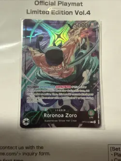 One Piece TCG Official Limited Edition Vol.4 Roronoa Zoro Playmat & Promo Sealed - Image 3
