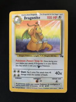 Dragonite Holo Fossil 4/62 Pokemon Card LP Marked Face - Image 1