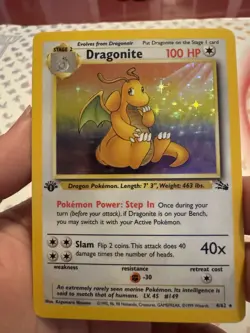 Dragonite 1st Edition Fossil Holo 4/62 LP Pokemon Card - Image 1
