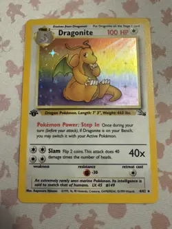 Dragonite 1st Edition Fossil Holo 4/62 LP Pokemon Card - Image 2