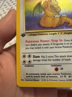 Dragonite 1st Edition Fossil Holo 4/62 LP Pokemon Card - Image 3